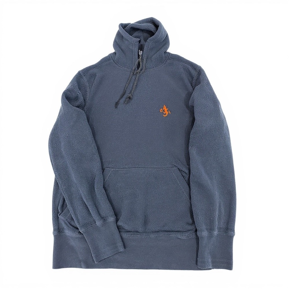 Polo Ralph‎ Lauren Mens Waffle Knit Thermal Hoodie Navy Blue Lizard Logo Small